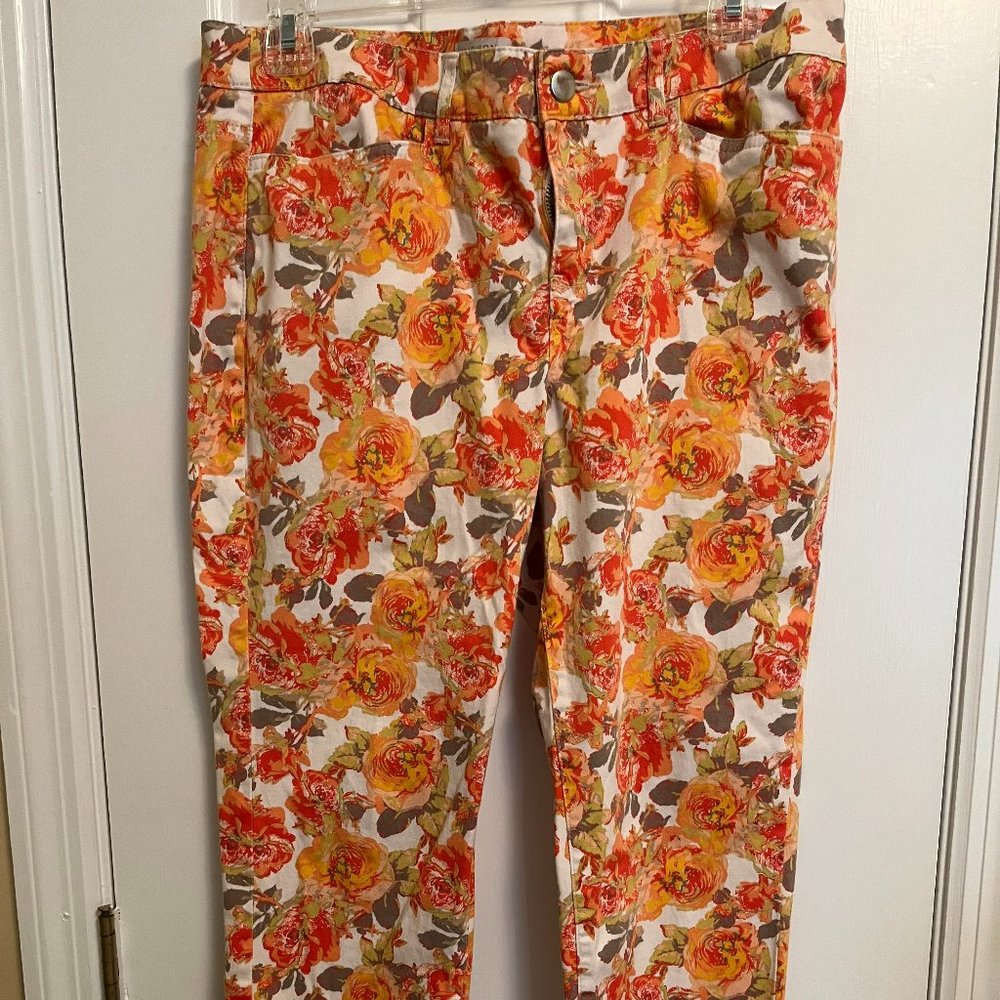 Orange Floral Jeans by Madison